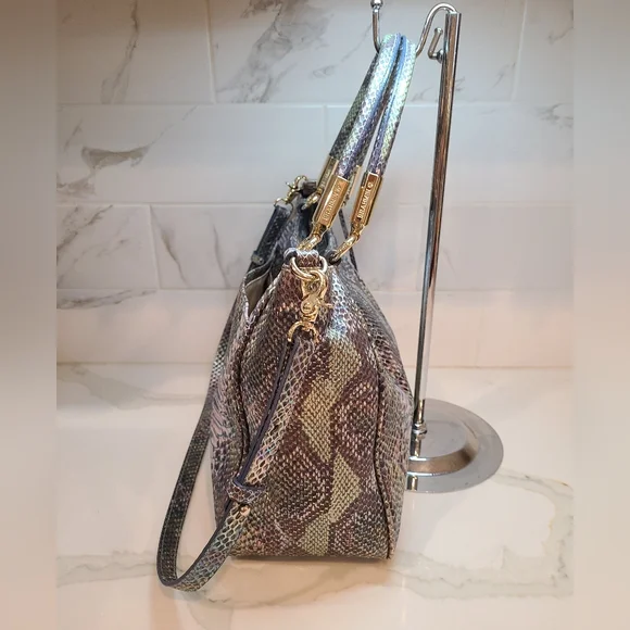 Brahmin Marianna Moonstone Seville Iridescent Snake Print Shoulder Bag Tote - Picture 10 of 16